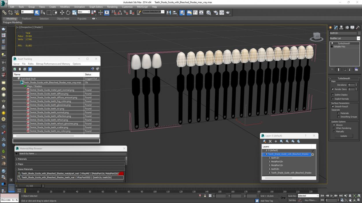 3D Teeth Shade Guide with Bleached Shades model