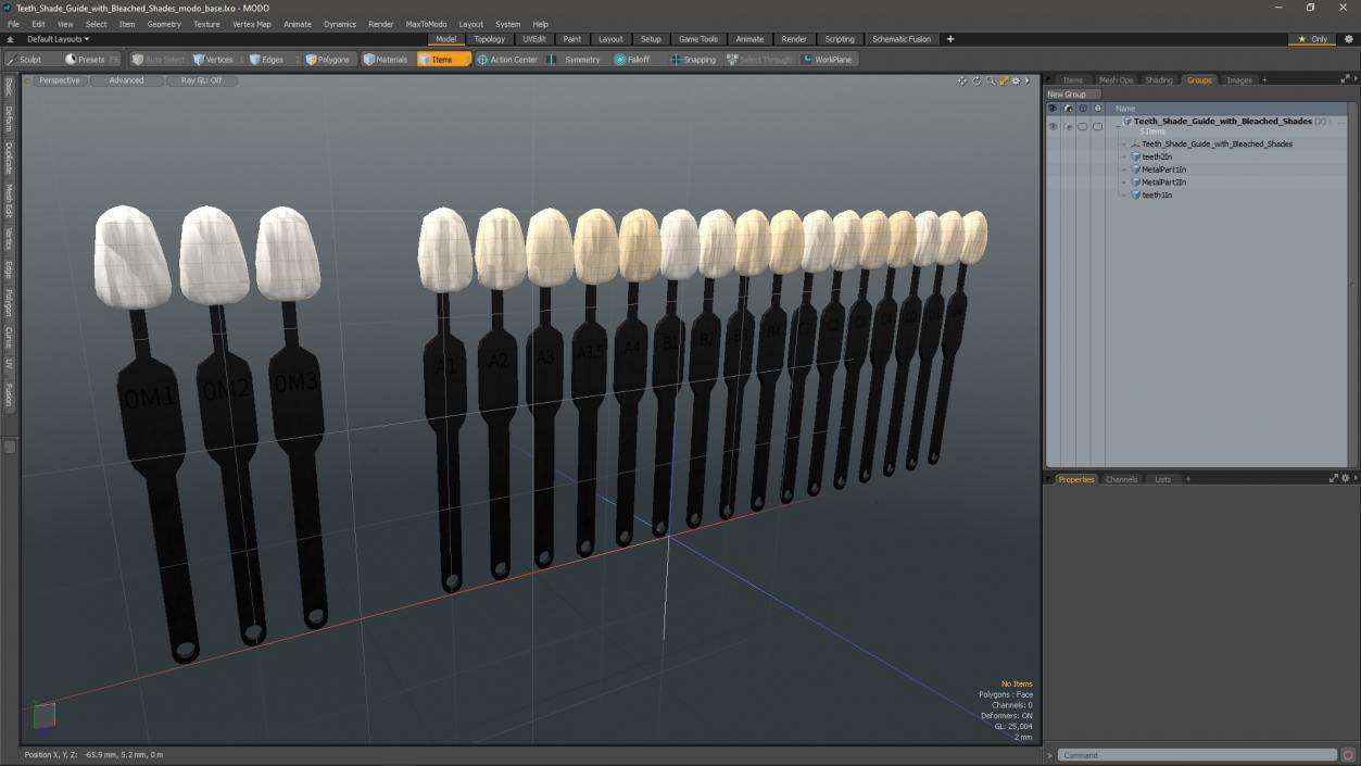 3D Teeth Shade Guide with Bleached Shades model