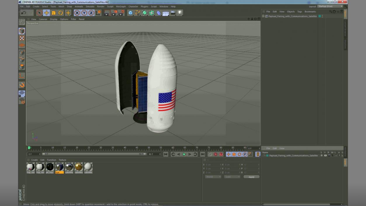 3D model Payload Fairing with Communications Satellite