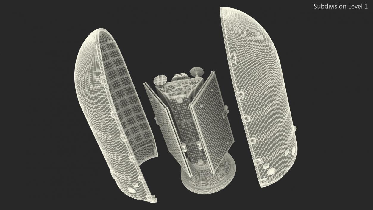 3D model Payload Fairing with Communications Satellite