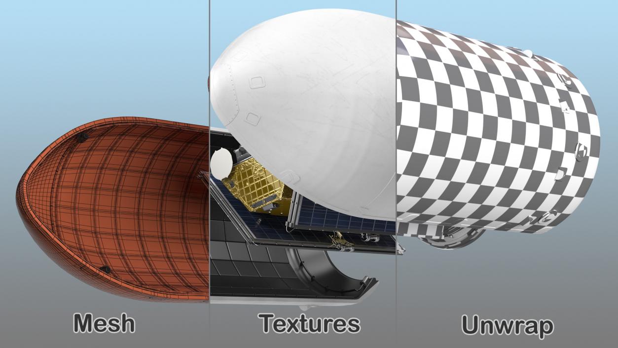 3D model Payload Fairing with Communications Satellite