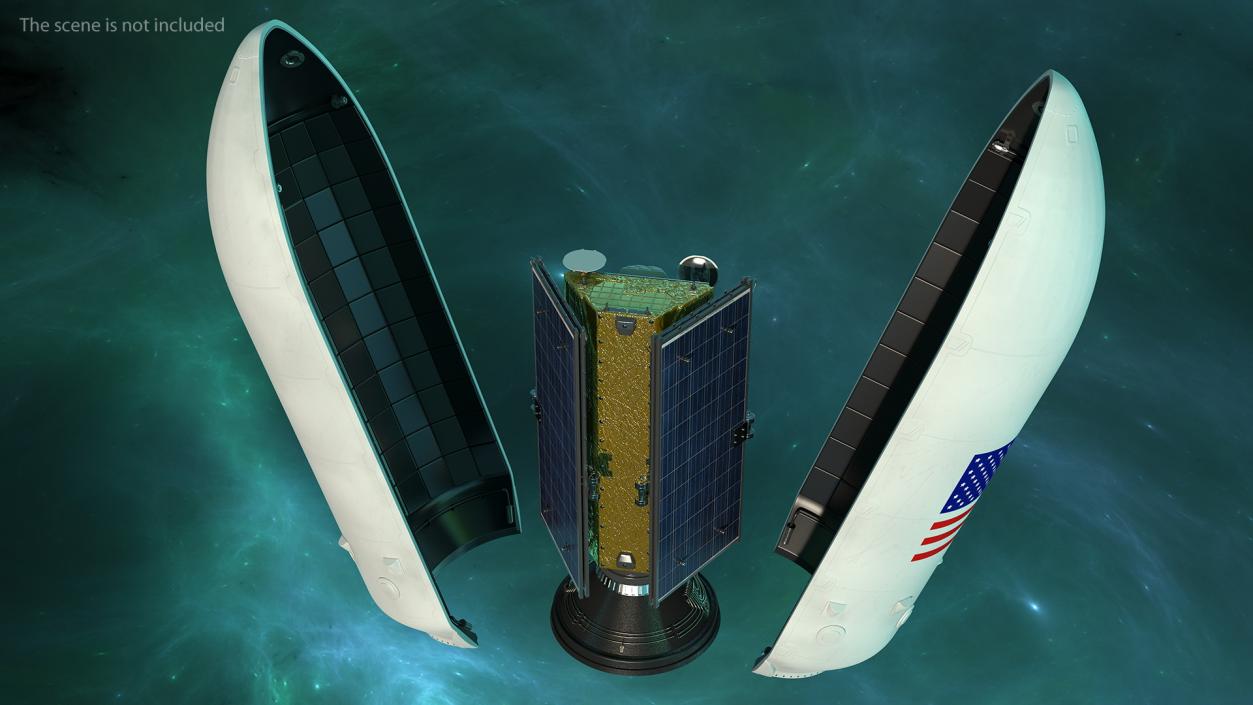 3D model Payload Fairing with Communications Satellite