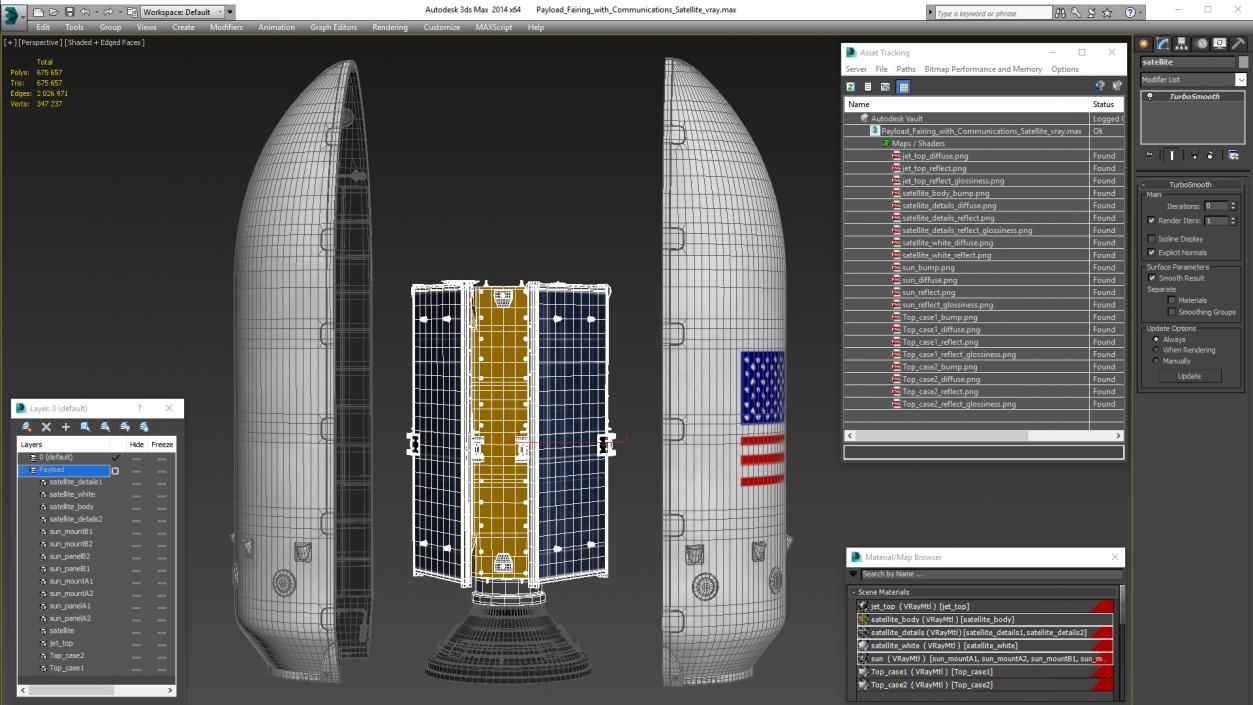 3D model Payload Fairing with Communications Satellite