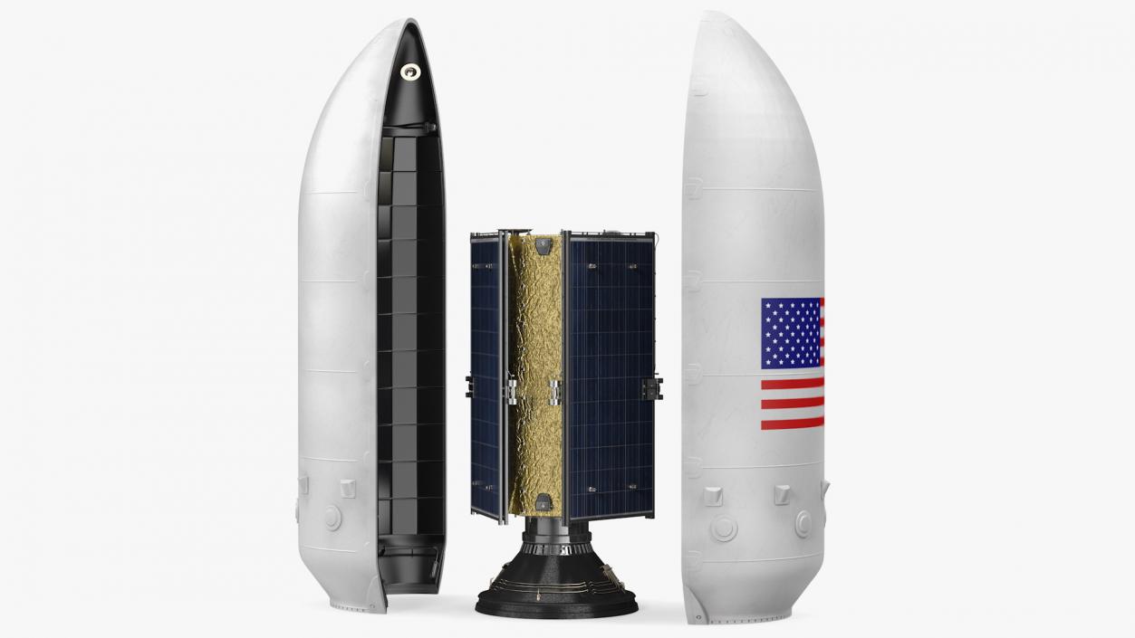 3D model Payload Fairing with Communications Satellite