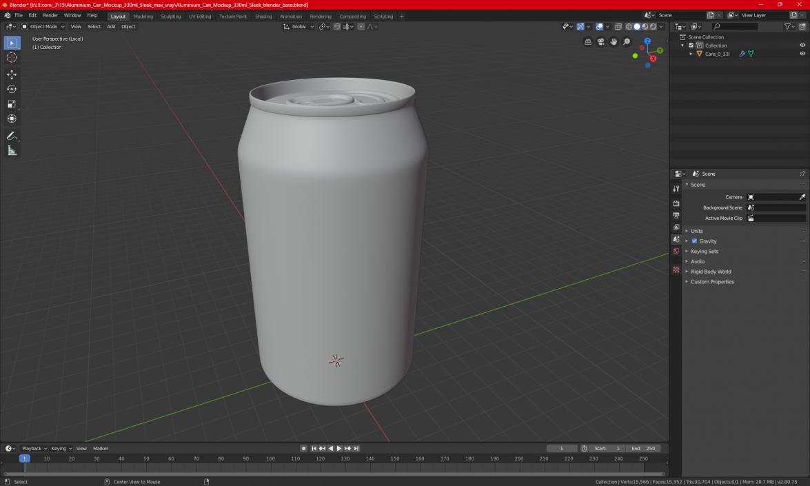 Aluminium Can Mockup 330ml Sleek 3D