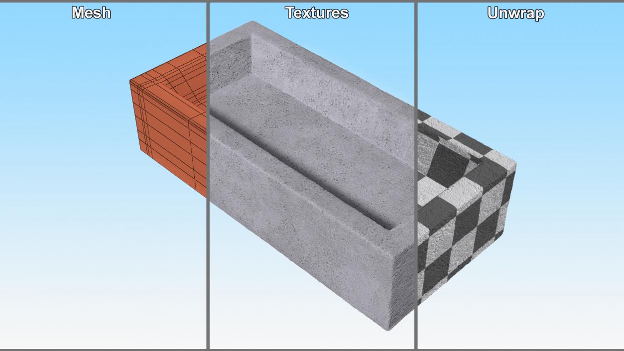 3D model Frogged Calcium Silicate Brick Gray