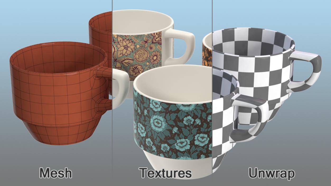 3D Ceramic Mugs Collection model