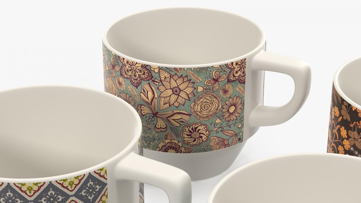 3D Ceramic Mugs Collection model