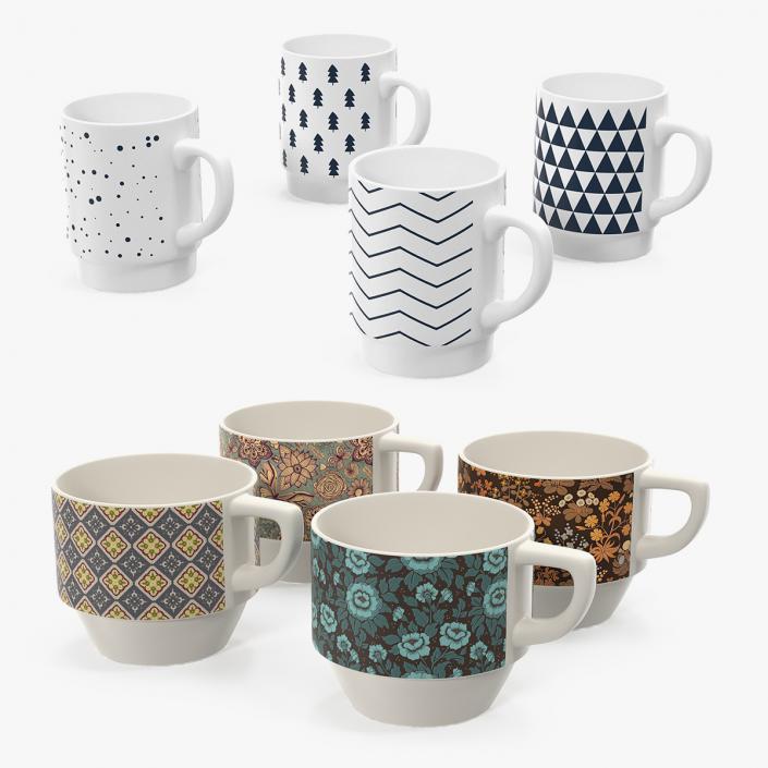 3D Ceramic Mugs Collection model