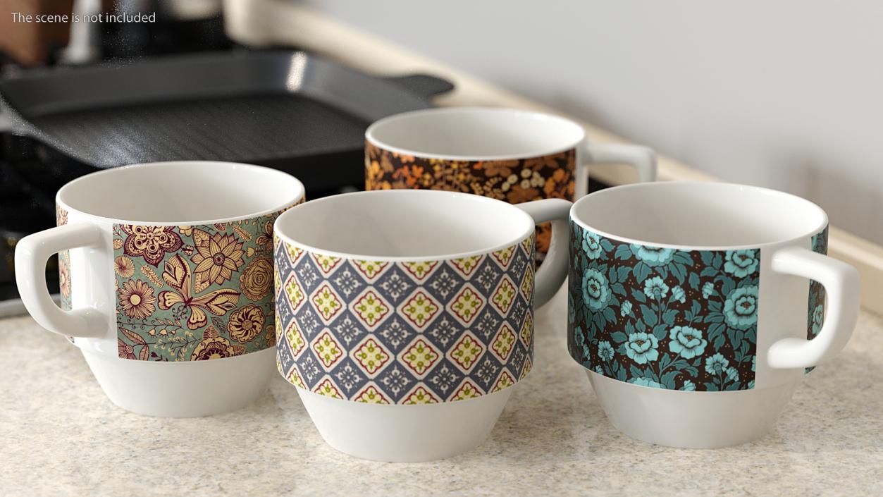 3D Ceramic Mugs Collection model