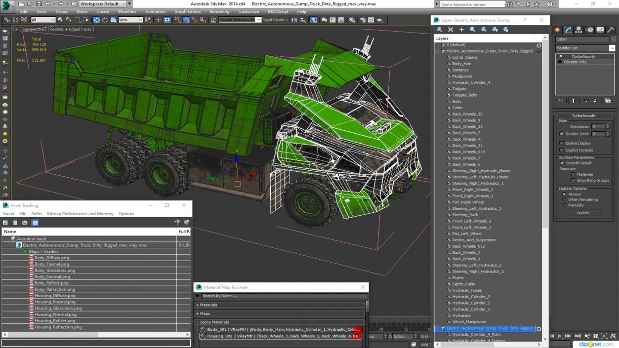 3D Electric Autonomous Dump Truck Dirty Rigged model