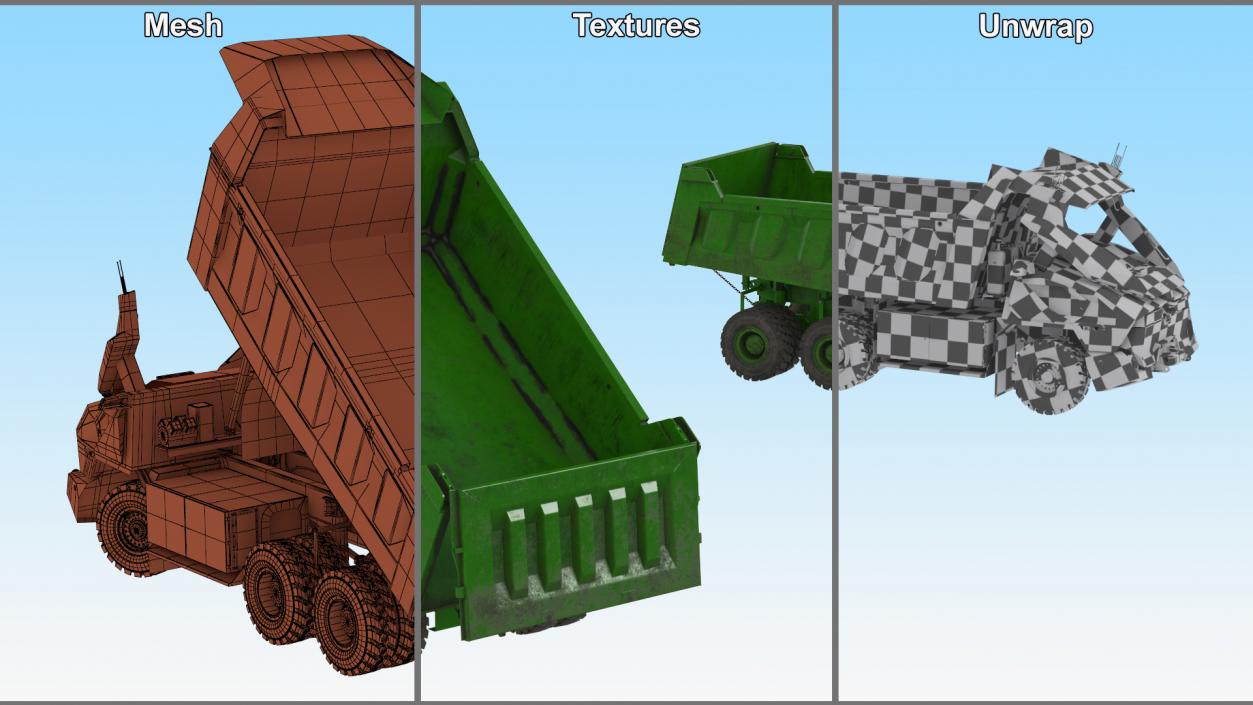 3D Electric Autonomous Dump Truck Dirty Rigged model