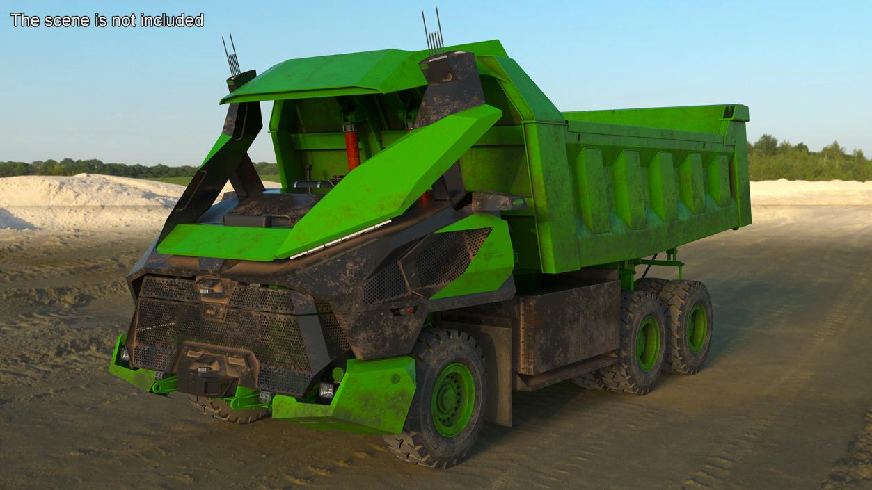 3D Electric Autonomous Dump Truck Dirty Rigged model