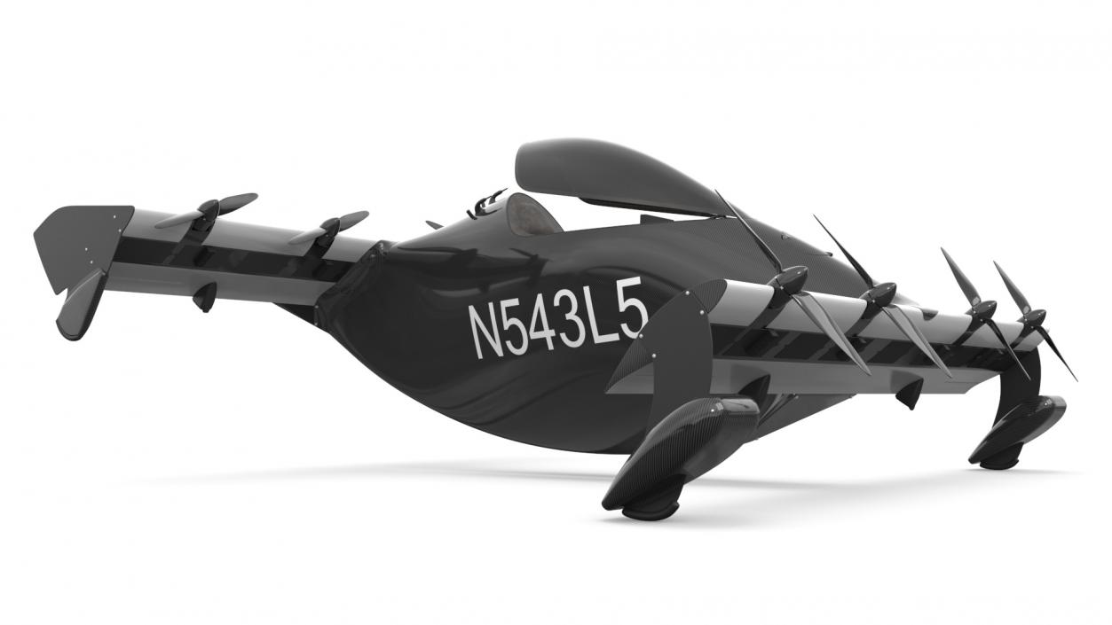 3D Helix Pivotal eVTOL Aircraft Black Rigged