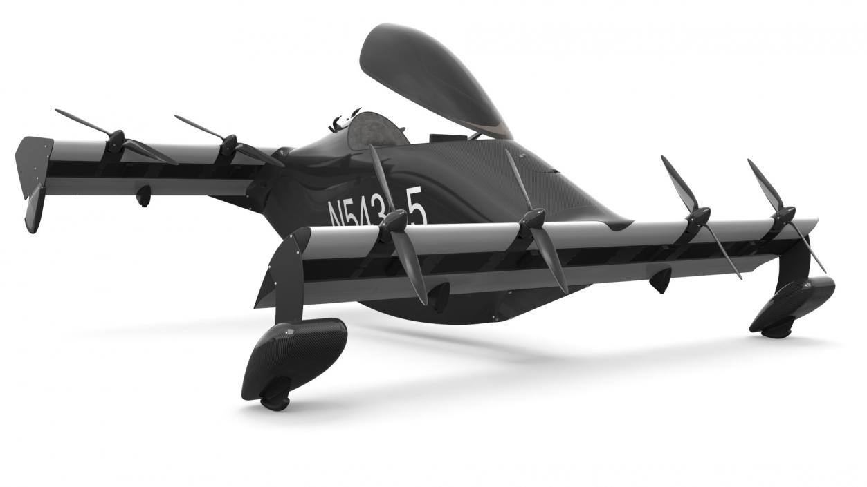 3D Helix Pivotal eVTOL Aircraft Black Rigged