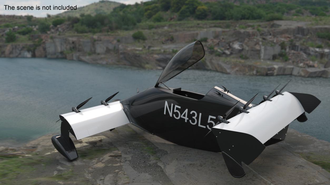 3D Helix Pivotal eVTOL Aircraft Black Rigged