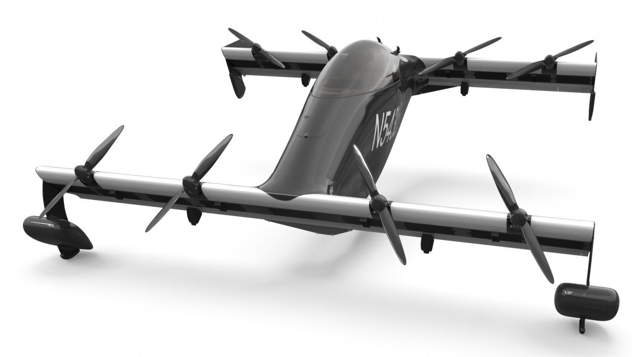 3D Helix Pivotal eVTOL Aircraft Black Rigged