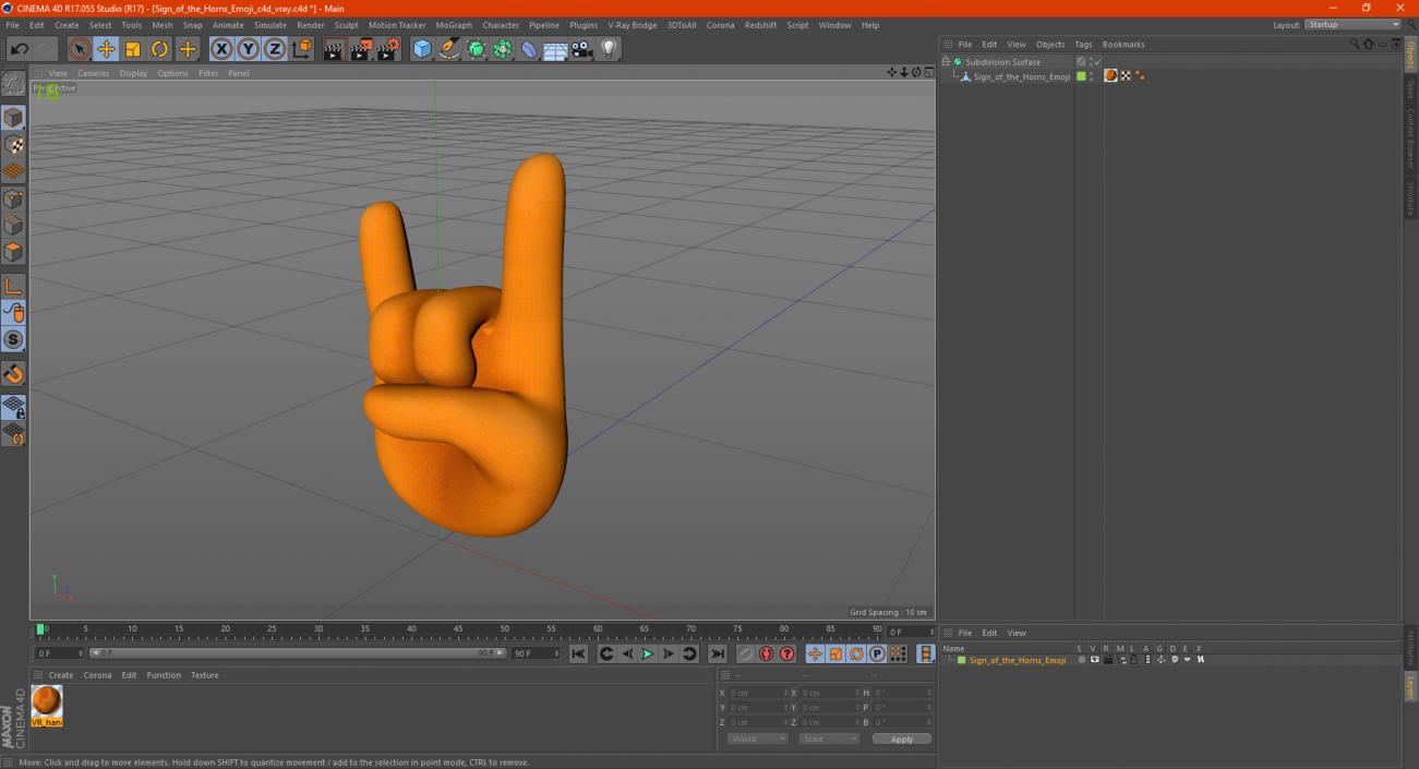 3D Sign of the Horns Emoji model