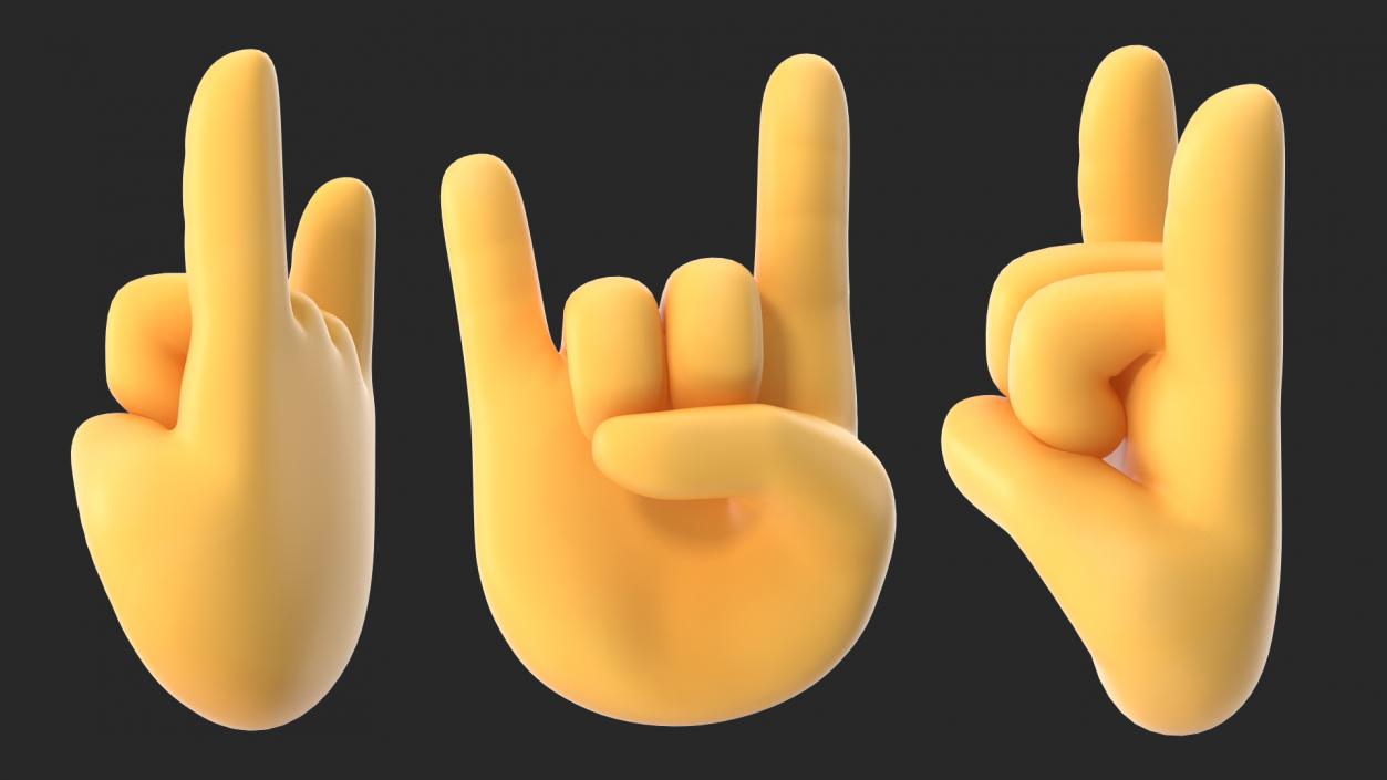 3D Sign of the Horns Emoji model