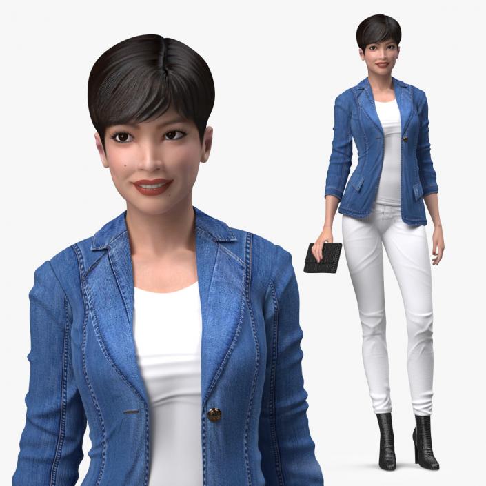 3D model Asian Street Fashion Woman Standing Pose