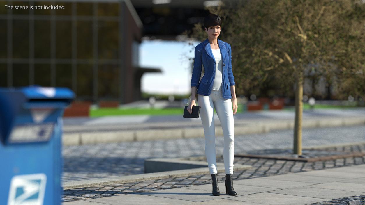 3D model Asian Street Fashion Woman Standing Pose