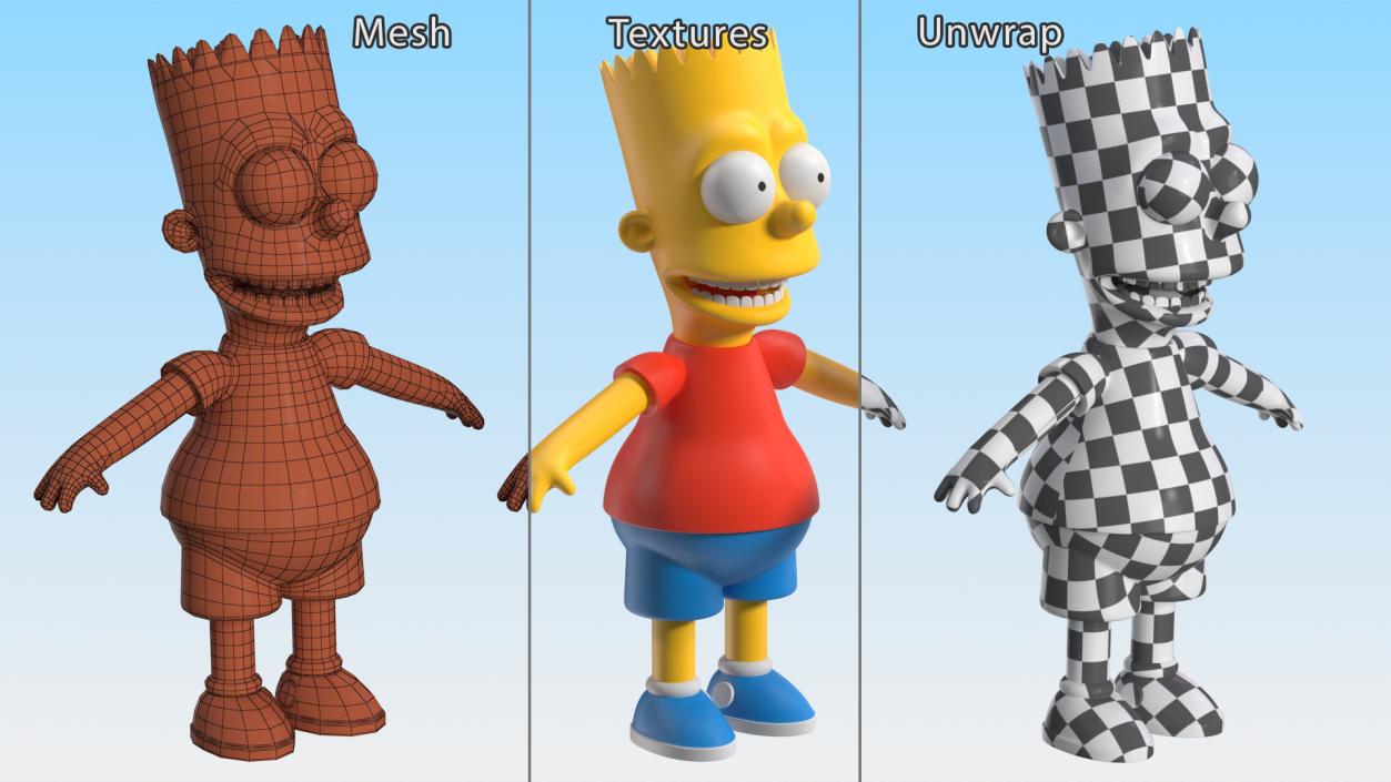 Bart Simpson Character A-pose 3D model