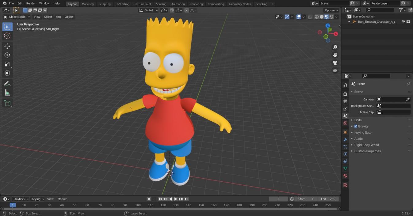 Bart Simpson Character A-pose 3D model