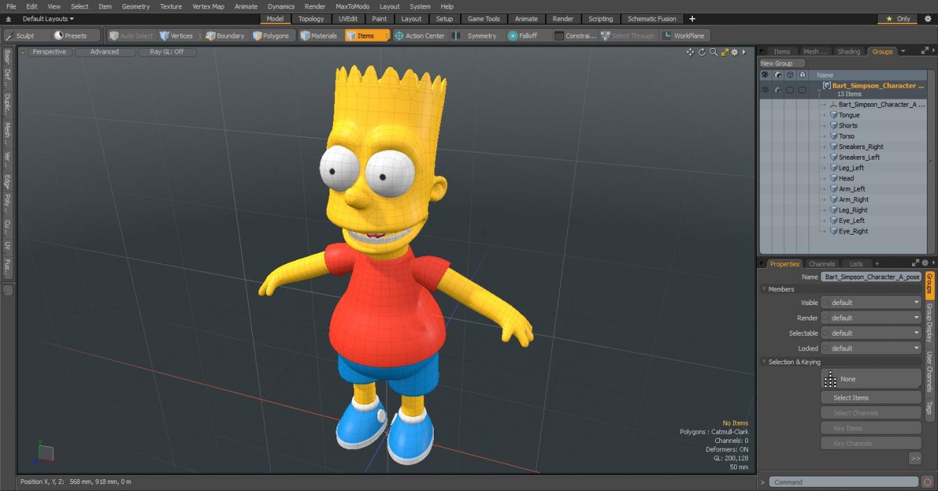 Bart Simpson Character A-pose 3D model