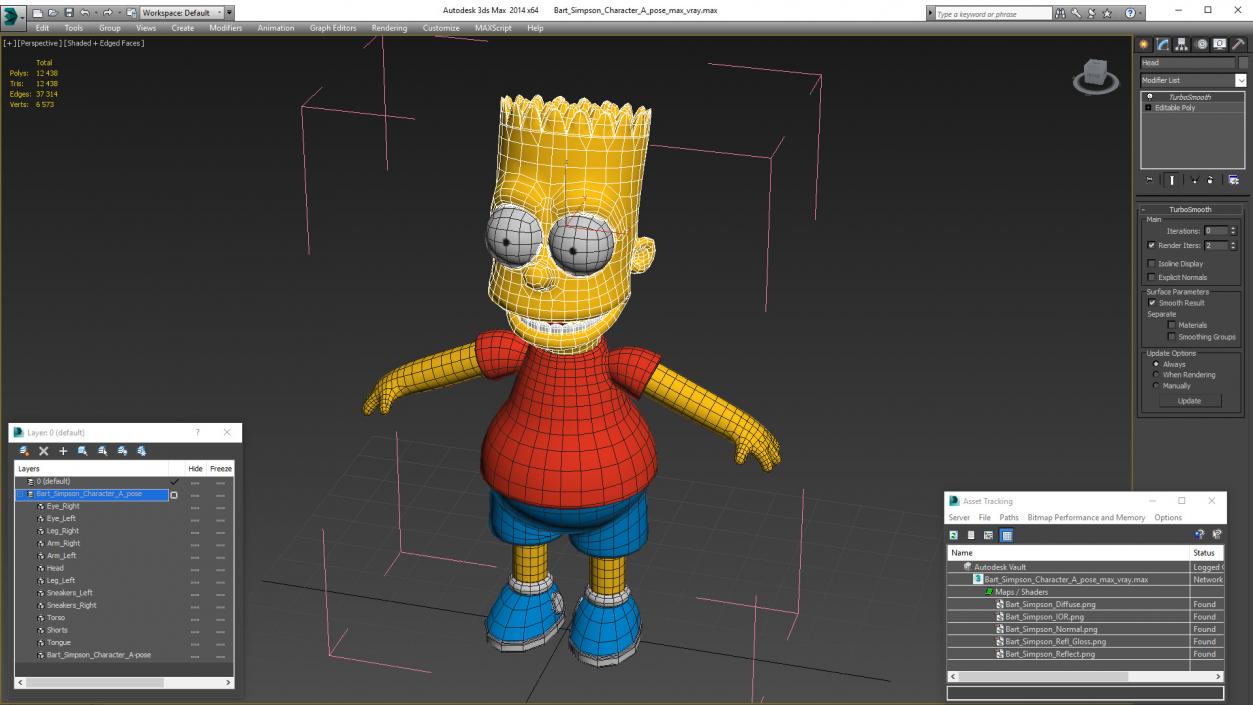 Bart Simpson Character A-pose 3D model