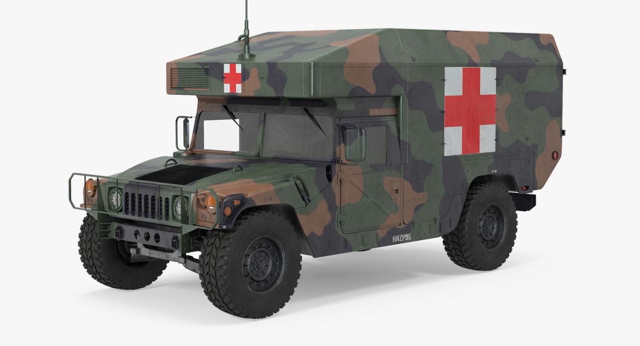 3D Ambulance Military Car HMMWV m997 Camo model