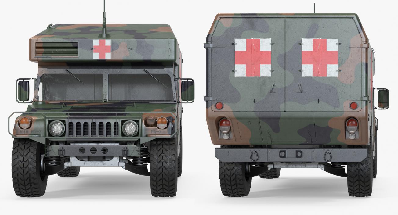 3D Ambulance Military Car HMMWV m997 Camo model