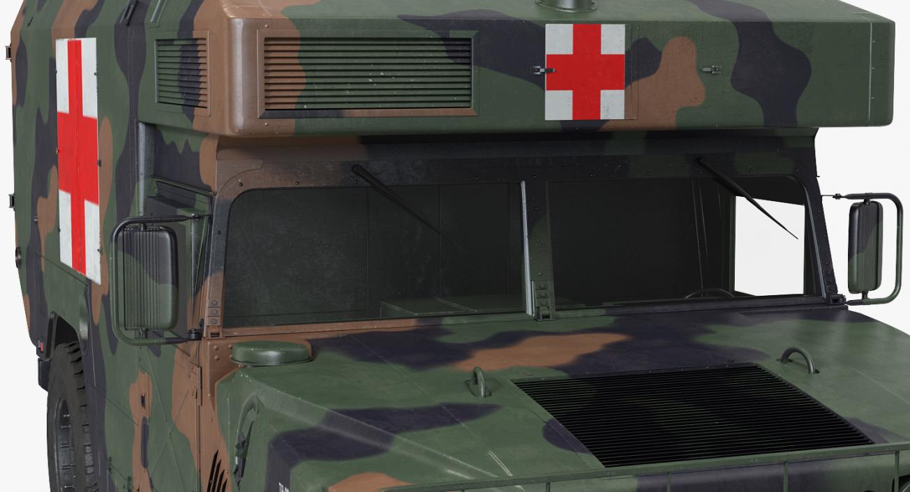 3D Ambulance Military Car HMMWV m997 Camo model