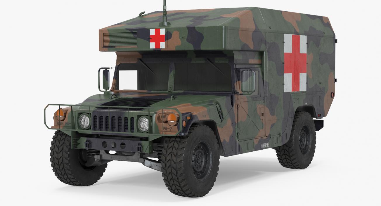 3D Ambulance Military Car HMMWV m997 Camo model