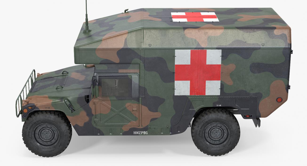 3D Ambulance Military Car HMMWV m997 Camo model