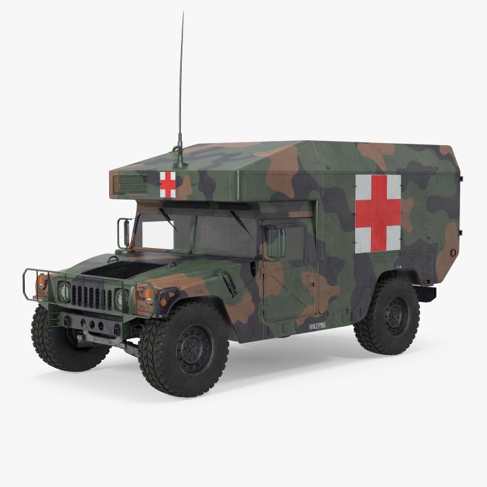 3D Ambulance Military Car HMMWV m997 Camo model