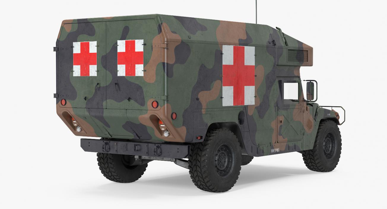 3D Ambulance Military Car HMMWV m997 Camo model