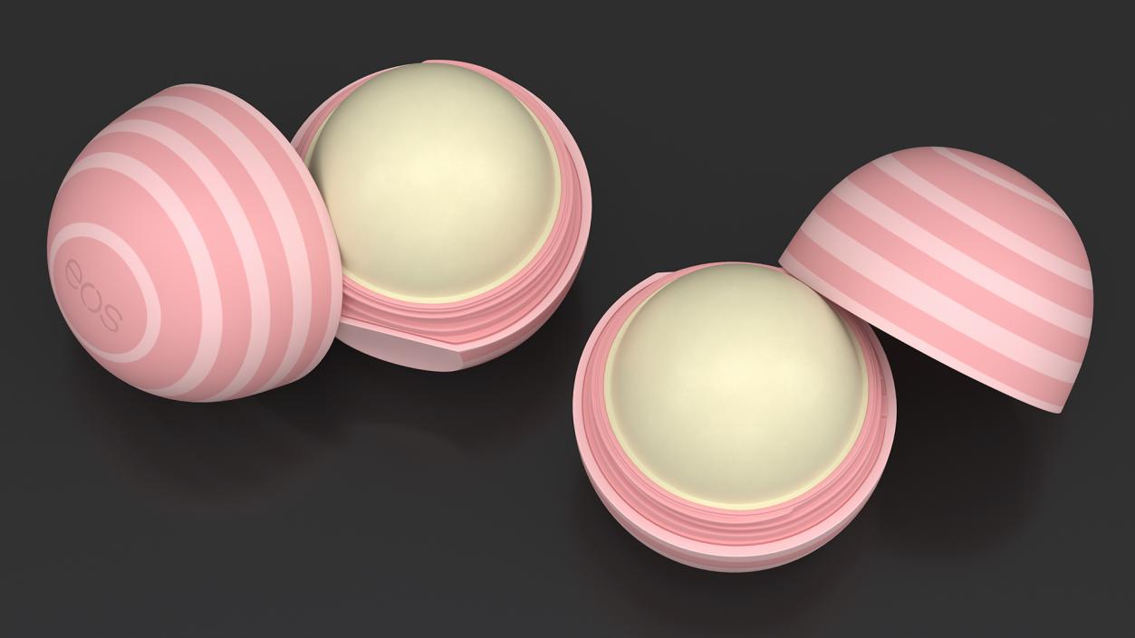 3D EOS Natural Lip Balm Pink Stripes Open model