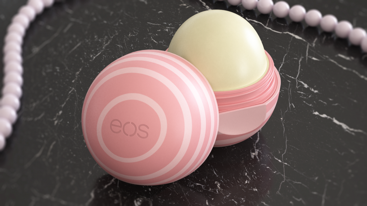 3D EOS Natural Lip Balm Pink Stripes Open model