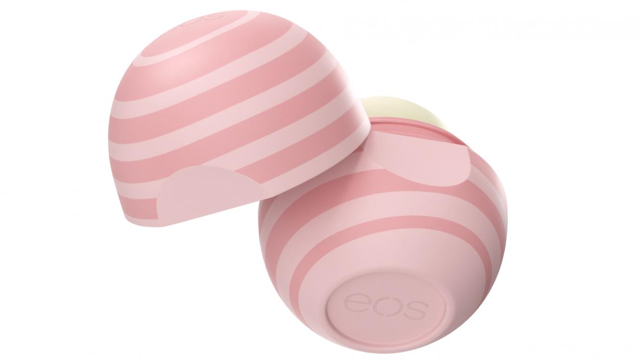 3D EOS Natural Lip Balm Pink Stripes Open model