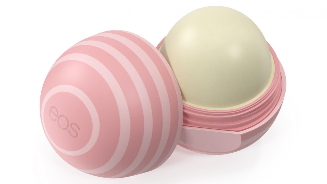 3D EOS Natural Lip Balm Pink Stripes Open model