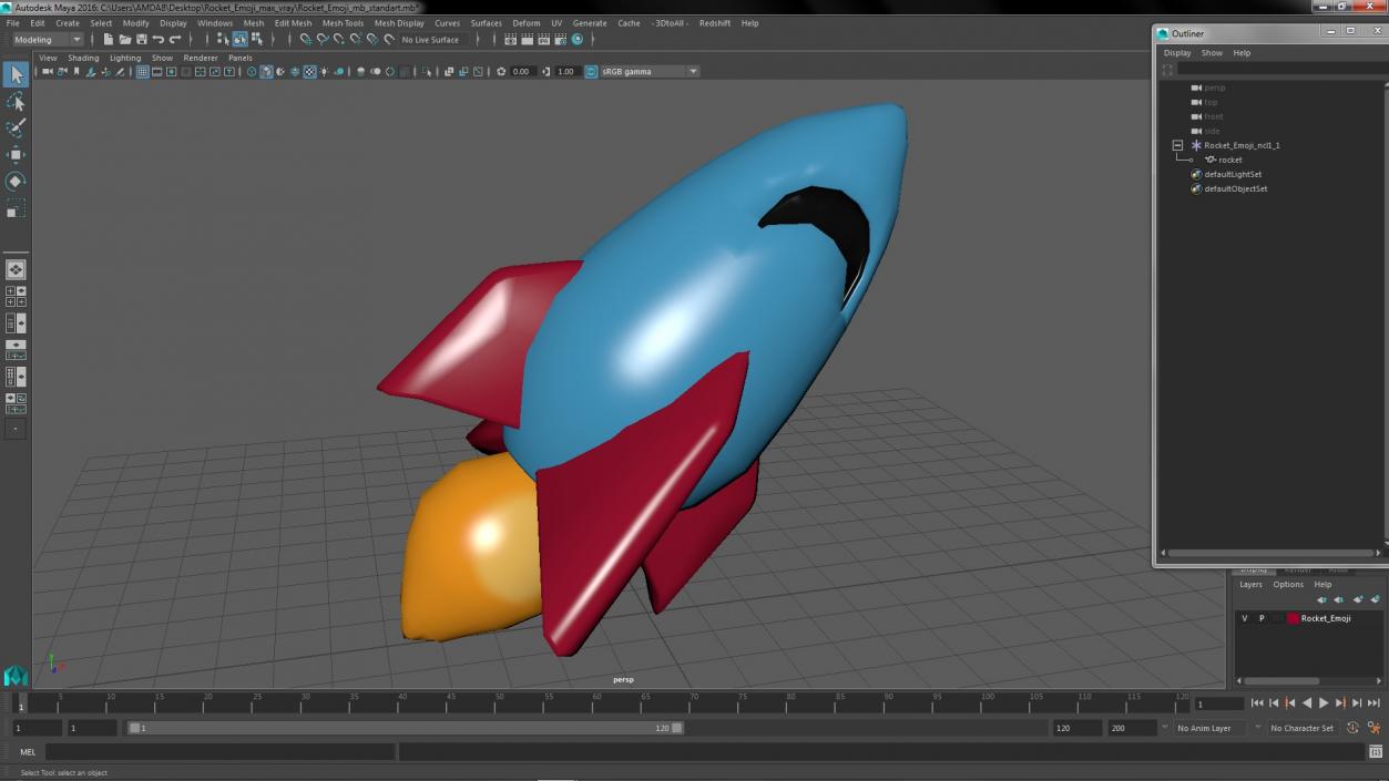 Rocket Emoji 3D