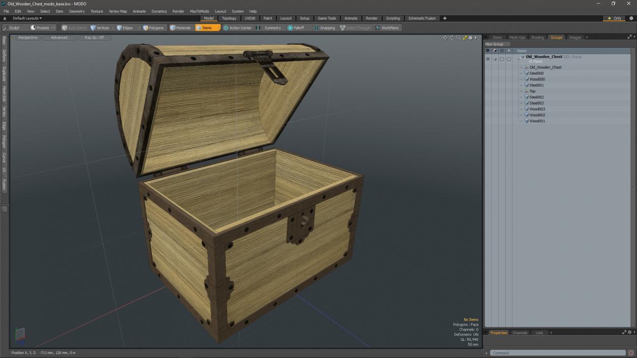 3D Old Wooden Chest 3 model