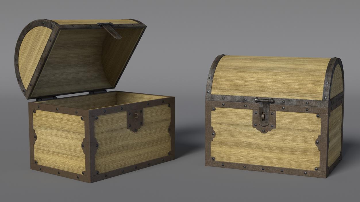 3D Old Wooden Chest 3 model