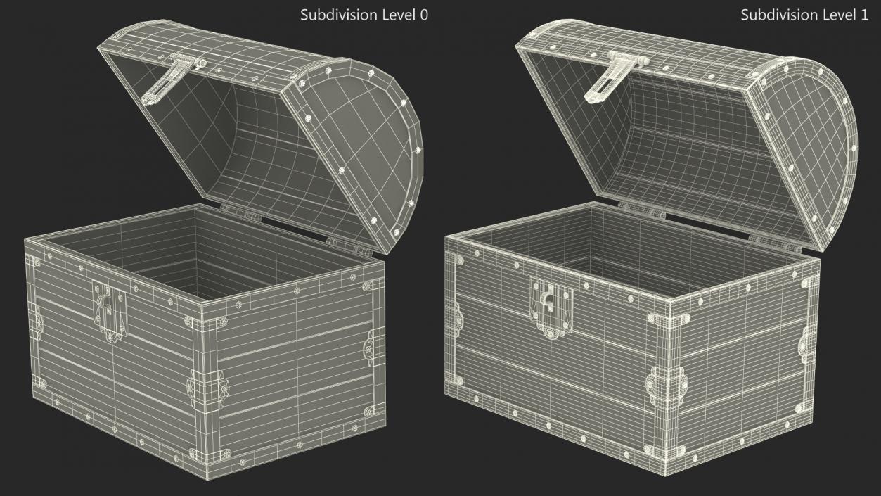 3D Old Wooden Chest 3 model