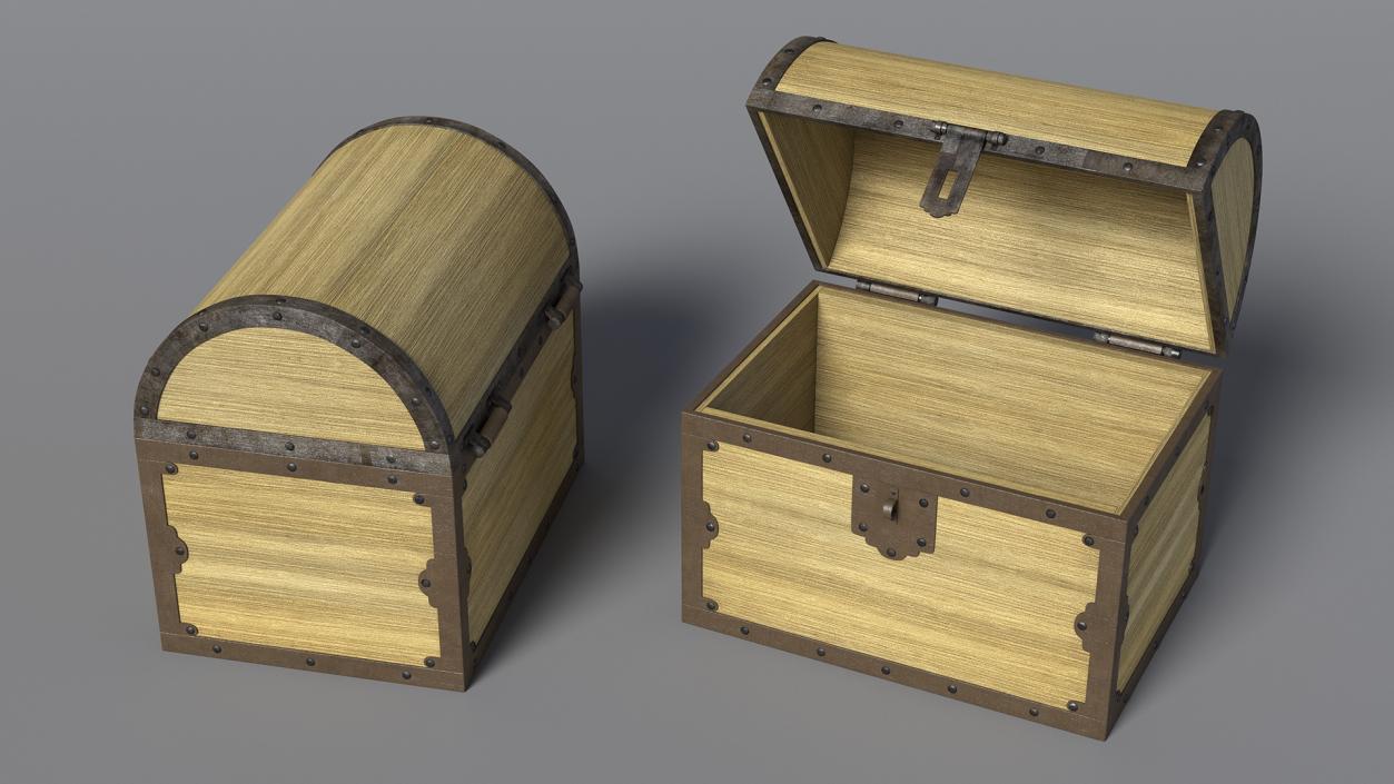 3D Old Wooden Chest 3 model