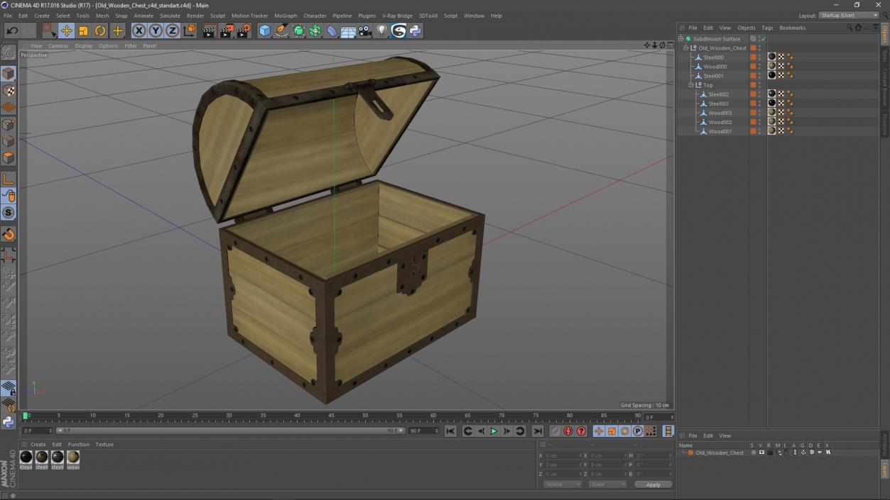 3D Old Wooden Chest 3 model