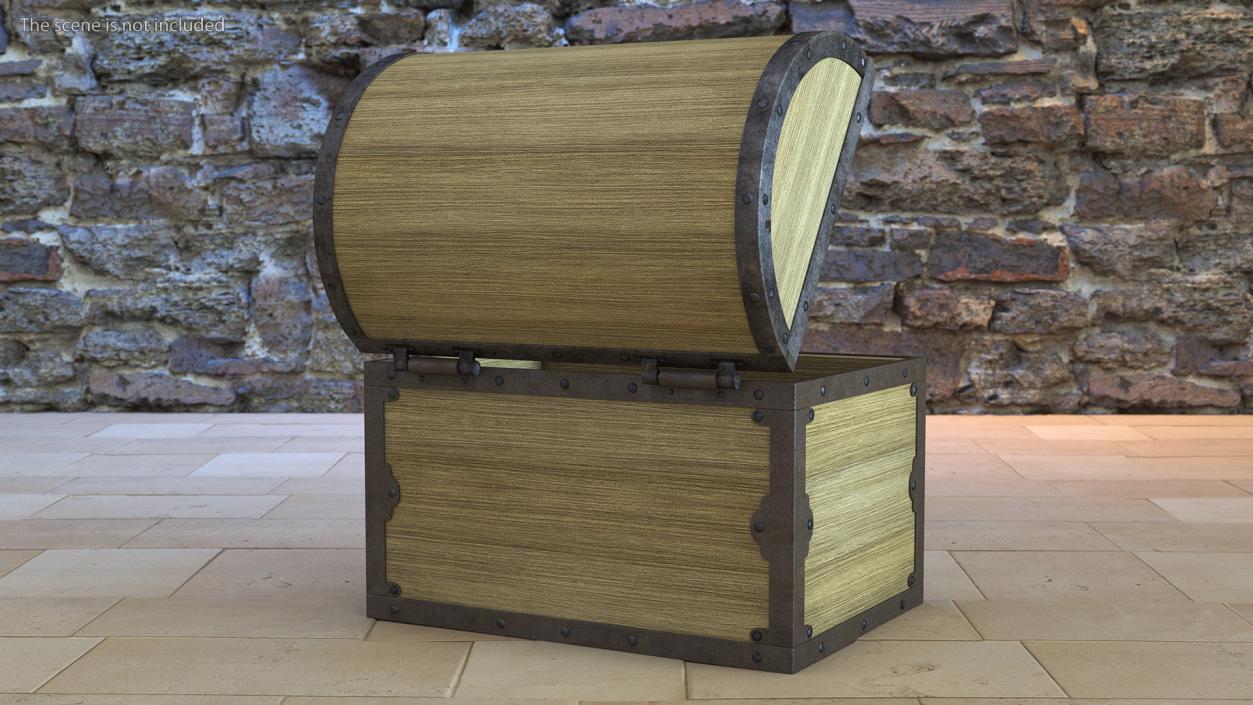 3D Old Wooden Chest 3 model