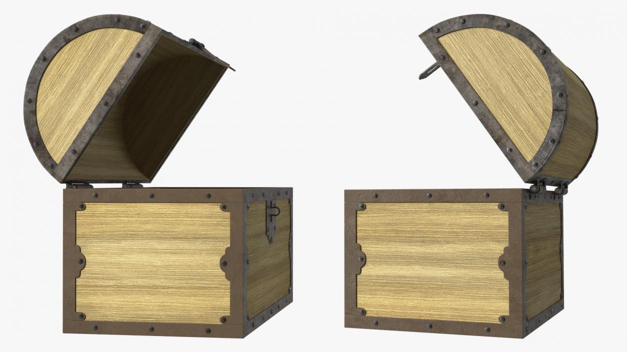 3D Old Wooden Chest 3 model