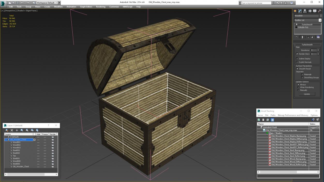 3D Old Wooden Chest 3 model