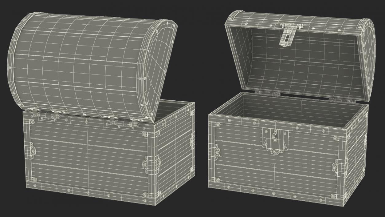 3D Old Wooden Chest 3 model